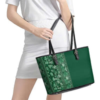 Hawaiian Tribal Elements Hibiscus Leather Tote Bag Green Pattern LT9 - Polynesian Pride