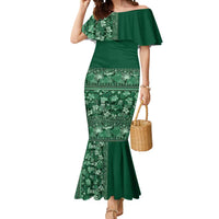 Hawaiian Tribal Elements Hibiscus Mermaid Dress Green Pattern - Polynesian Pride
