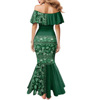 Hawaiian Tribal Elements Hibiscus Mermaid Dress Green Pattern - Polynesian Pride
