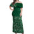 Hawaiian Tribal Elements Hibiscus Off Shoulder Maxi Dress Green Pattern - Polynesian Pride