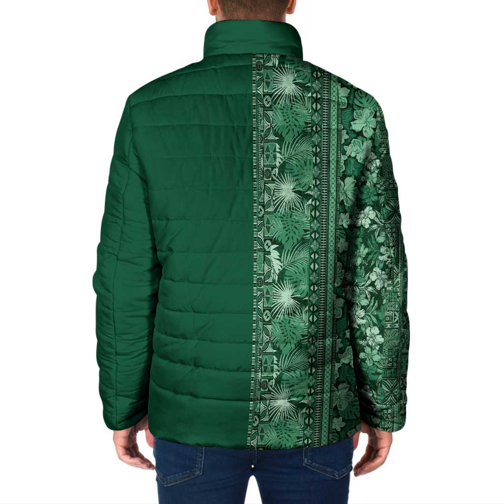 Hawaiian Tribal Elements Hibiscus Padded Jacket Green Pattern - Polynesian Pride