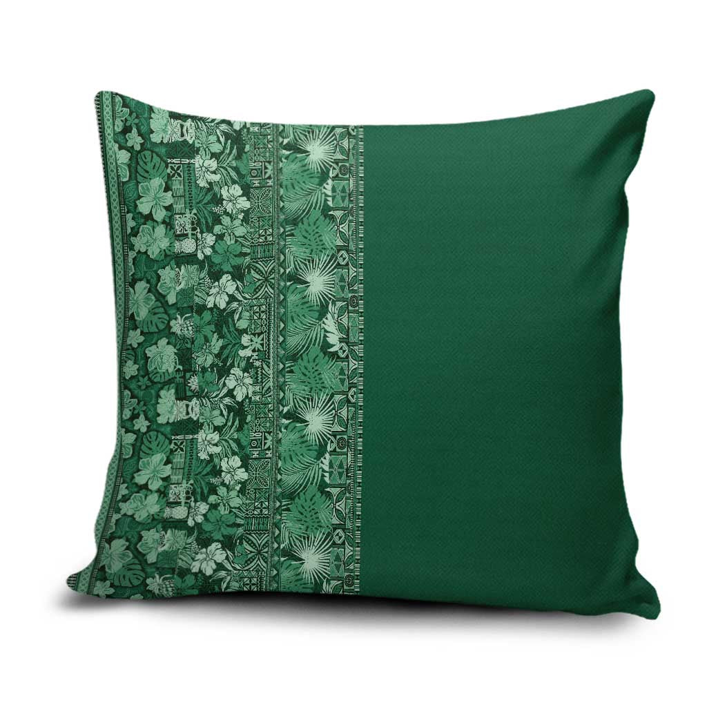Hawaiian Tribal Elements Hibiscus Pillow Cover Green Pattern - Polynesian Pride
