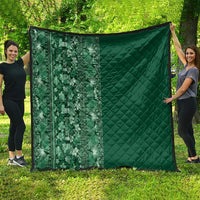 Hawaiian Tribal Elements Hibiscus Quilt Green Pattern - Polynesian Pride
