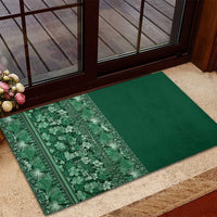 Hawaiian Tribal Elements Hibiscus Rubber Doormat Green Pattern - Polynesian Pride