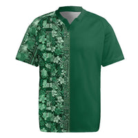 Hawaiian Tribal Elements Hibiscus Rugby Jersey Green Pattern - Polynesian Pride