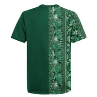 Hawaiian Tribal Elements Hibiscus Rugby Jersey Green Pattern - Polynesian Pride