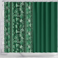 Hawaiian Tribal Elements Hibiscus Shower Curtain Green Pattern - Polynesian Pride