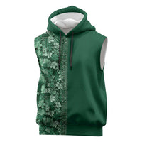 Hawaiian Tribal Elements Hibiscus Sleeveless Hoodie Green Pattern - Polynesian Pride