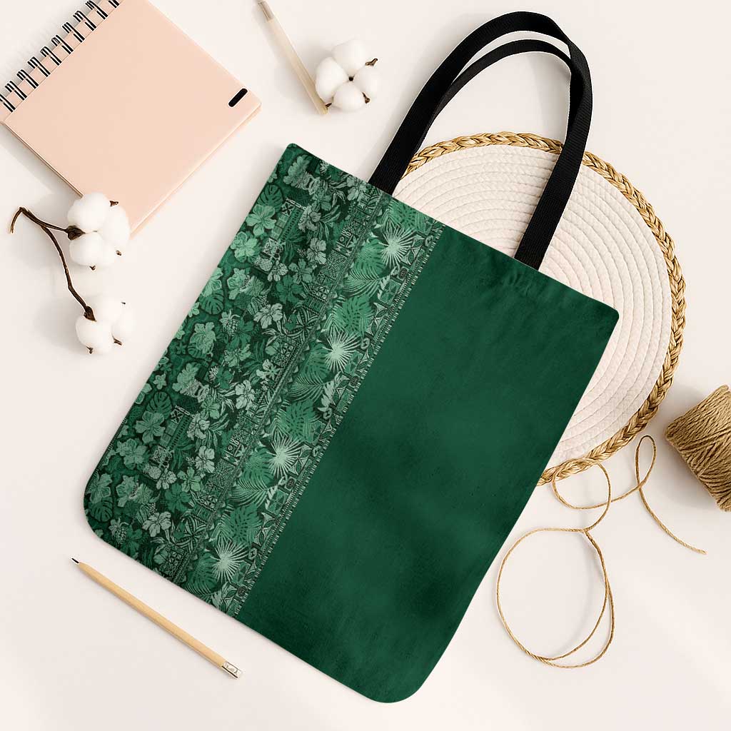 Hawaiian Tribal Elements Hibiscus Tote Bag Green Pattern - Polynesian Pride
