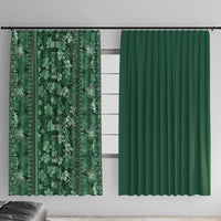 Hawaiian Tribal Elements Hibiscus Window Curtain Green Pattern - Polynesian Pride