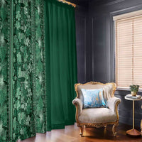 Hawaiian Tribal Elements Hibiscus Window Curtain Green Pattern - Polynesian Pride