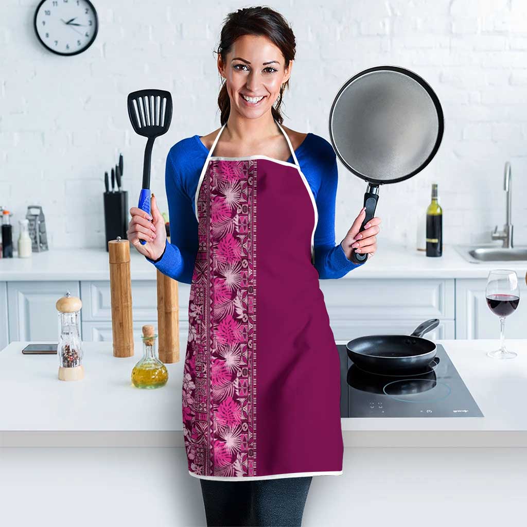 Hawaiian Tribal Elements Hibiscus Apron Pink Pattern - Polynesian Pride