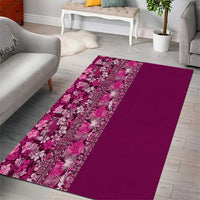 Hawaiian Tribal Elements Hibiscus Area Rug Pink Pattern - Polynesian Pride