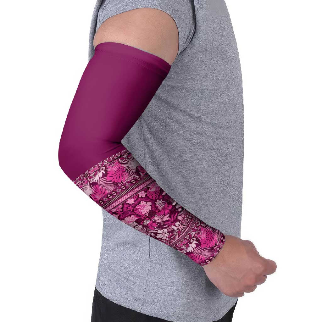 Hawaiian Tribal Elements Hibiscus Arm Sleeves Pink Pattern - Polynesian Pride