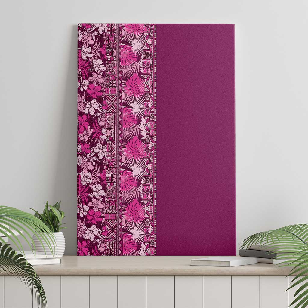 Hawaiian Tribal Elements Hibiscus Canvas Wall Art Pink Pattern - Polynesian Pride