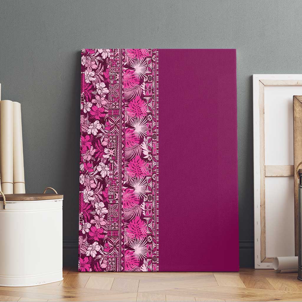 Hawaiian Tribal Elements Hibiscus Canvas Wall Art Pink Pattern - Polynesian Pride