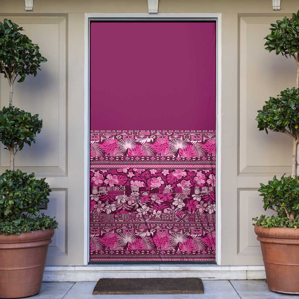 Hawaiian Tribal Elements Hibiscus Door Cover Pink Pattern - Polynesian Pride