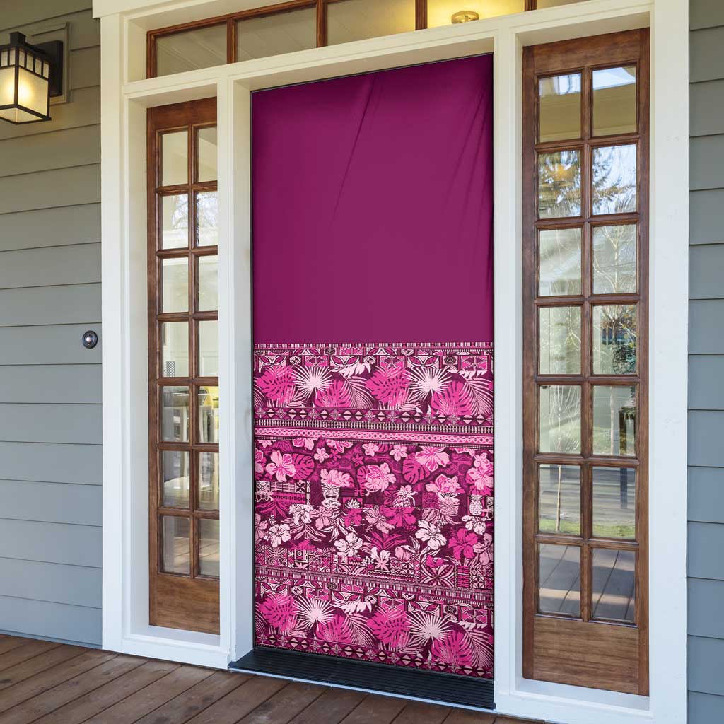 Hawaiian Tribal Elements Hibiscus Door Cover Pink Pattern - Polynesian Pride