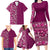 Hawaiian Tribal Elements Hibiscus Family Matching Long Sleeve Bodycon Dress and Hawaiian Shirt Pink Pattern - Polynesian Pride