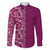 Hawaiian Tribal Elements Hibiscus Family Matching Long Sleeve Bodycon Dress and Hawaiian Shirt Pink Pattern - Polynesian Pride