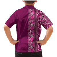 Hawaiian Tribal Elements Hibiscus Family Matching Mermaid Dress and Hawaiian Shirt Pink Pattern - Polynesian Pride