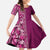 Hawaiian Tribal Elements Hibiscus Family Matching Short Sleeve Bodycon Dress and Hawaiian Shirt Pink Pattern - Polynesian Pride