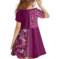 Hawaiian Tribal Elements Hibiscus Family Matching Summer Maxi Dress and Hawaiian Shirt Pink Pattern - Polynesian Pride