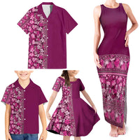 Hawaiian Tribal Elements Hibiscus Family Matching Tank Maxi Dress and Hawaiian Shirt Pink Pattern - Polynesian Pride