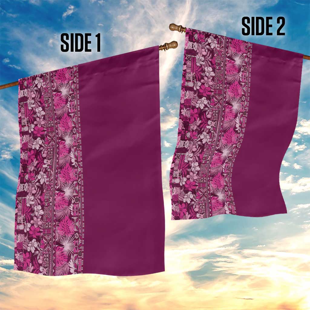 Hawaiian Tribal Elements Hibiscus Garden Flag Pink Pattern - Polynesian Pride