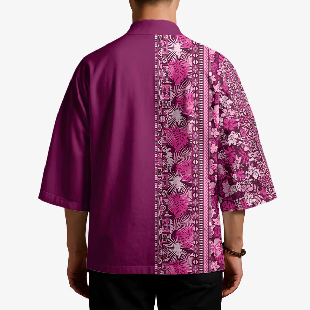 Hawaiian Tribal Elements Hibiscus Kimono Pink Pattern - Polynesian Pride