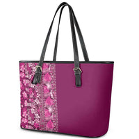 Hawaiian Tribal Elements Hibiscus Leather Tote Bag Pink Pattern LT9 - Polynesian Pride