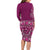 Hawaiian Tribal Elements Hibiscus Long Sleeve Bodycon Dress Pink Pattern - Polynesian Pride