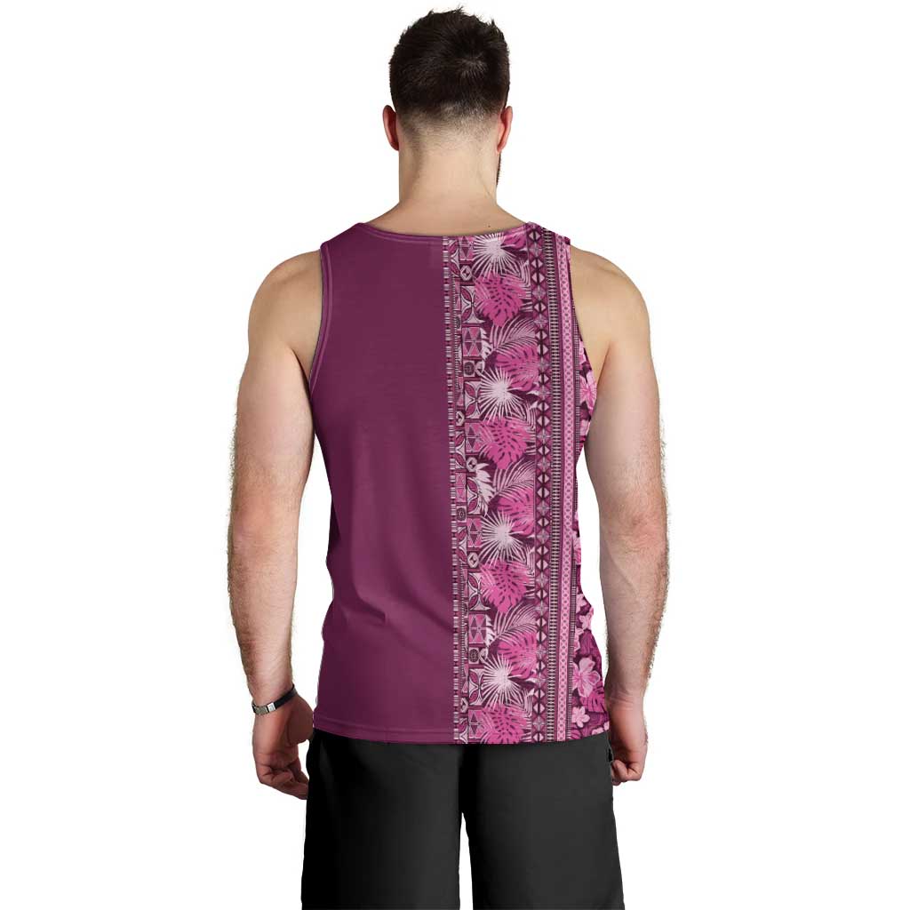 Hawaiian Tribal Elements Hibiscus Men Tank Top Pink Pattern - Polynesian Pride