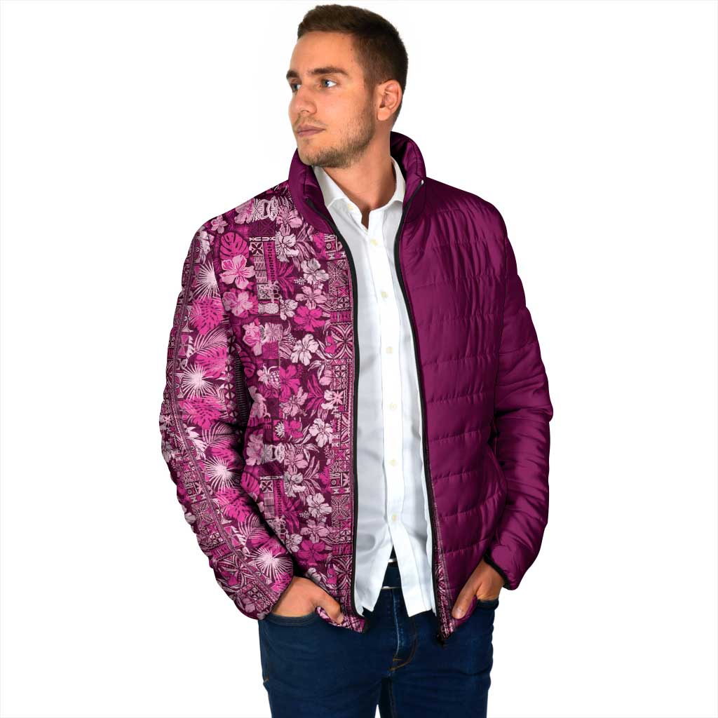 Hawaiian Tribal Elements Hibiscus Padded Jacket Pink Pattern - Polynesian Pride