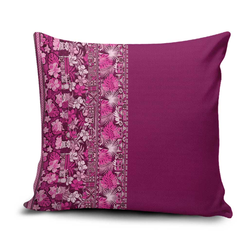 Hawaiian Tribal Elements Hibiscus Pillow Cover Pink Pattern - Polynesian Pride