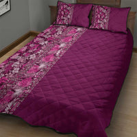 Hawaiian Tribal Elements Hibiscus Quilt Bed Set Pink Pattern - Polynesian Pride