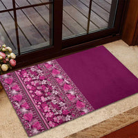 Hawaiian Tribal Elements Hibiscus Rubber Doormat Pink Pattern - Polynesian Pride