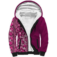 Hawaiian Tribal Elements Hibiscus Sherpa Hoodie Pink Pattern - Polynesian Pride