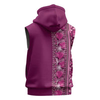 Hawaiian Tribal Elements Hibiscus Sleeveless Zip Hoodie Pink Pattern - Polynesian Pride