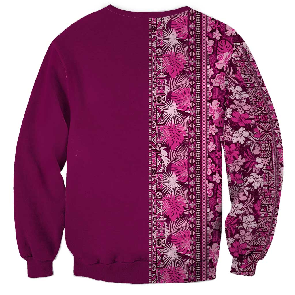 Hawaiian Tribal Elements Hibiscus Sweatshirt Pink Pattern - Polynesian Pride