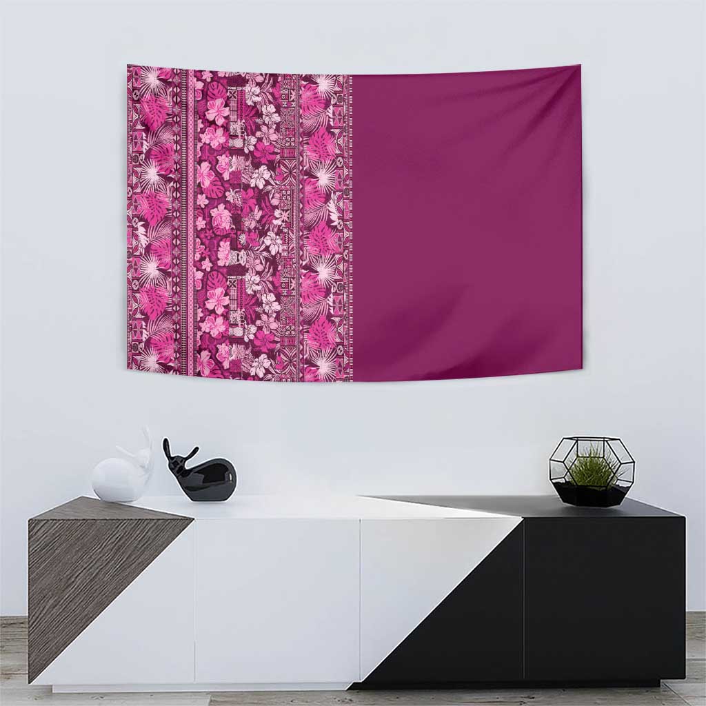 Hawaiian Tribal Elements Hibiscus Tapestry Pink Pattern - Polynesian Pride