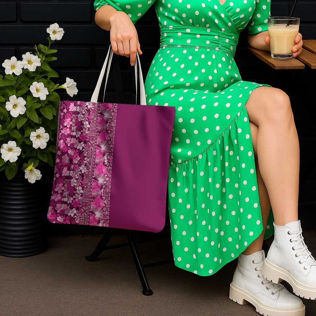 Hawaiian Tribal Elements Hibiscus Tote Bag Pink Pattern - Polynesian Pride