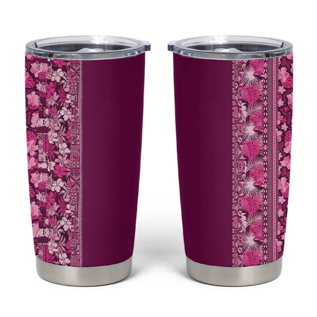 Hawaiian Tribal Elements Hibiscus Tumbler Cup Pink Pattern - Polynesian Pride