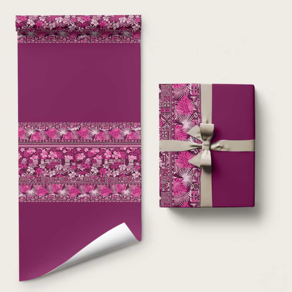 Hawaiian Tribal Elements Hibiscus Wrapping Paper Pink Pattern - Polynesian Pride