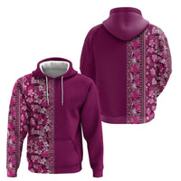 Hawaiian Tribal Elements Hibiscus Zip Hoodie Pink Pattern - Polynesian Pride