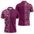 Hawaiian Tribal Elements Hibiscus Zipper Polo Shirt Pink Pattern - Polynesian Pride