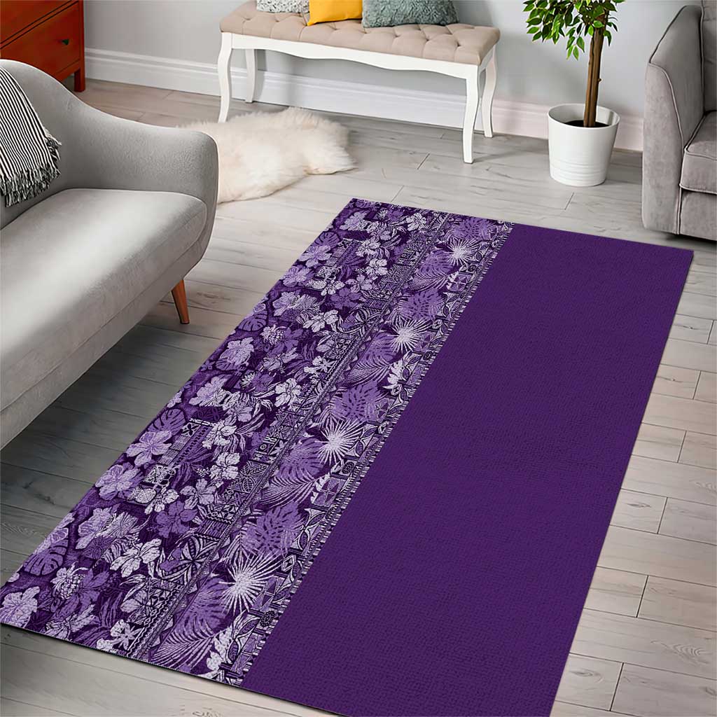 Hawaiian Tribal Elements Hibiscus Area Rug Purple Pattern - Polynesian Pride