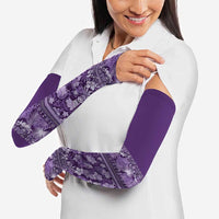Hawaiian Tribal Elements Hibiscus Arm Sleeves Purple Pattern - Polynesian Pride