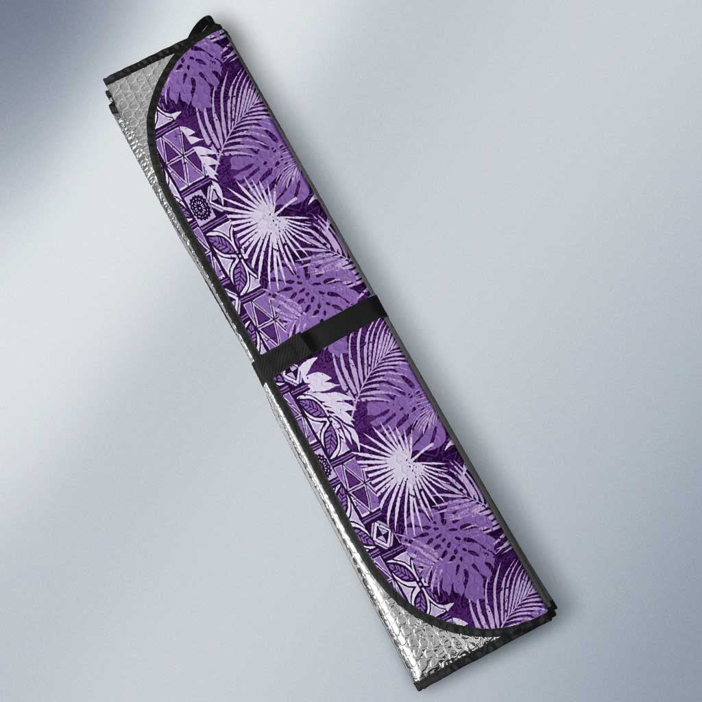 Hawaiian Tribal Elements Hibiscus Auto Sun Shade Purple Pattern - Polynesian Pride
