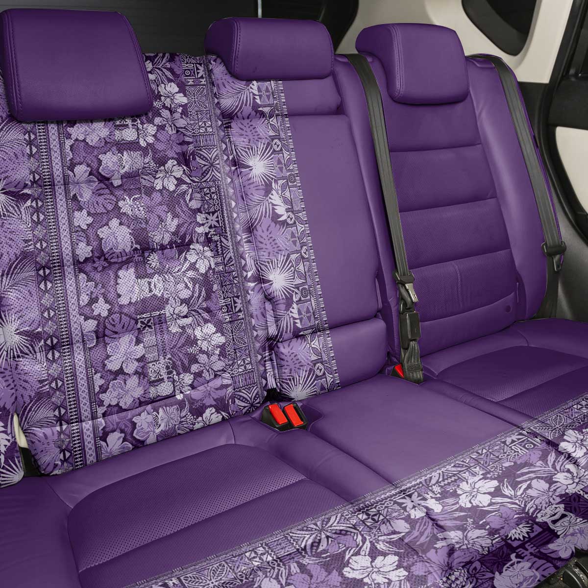Hawaiian Tribal Elements Hibiscus Back Car Seat Cover Purple Pattern - Polynesian Pride